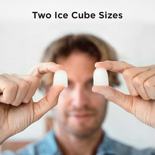 Silonn Ice Makers Countertop, 9 Cubes Ready in 6 Mins, Self-Cleaning Ice Machine with Ice Scoop and Basket, 26lbs in 24Hrs, 2 Sizes of Bullet Ice for Home Kitchen Office Bar Party, White
