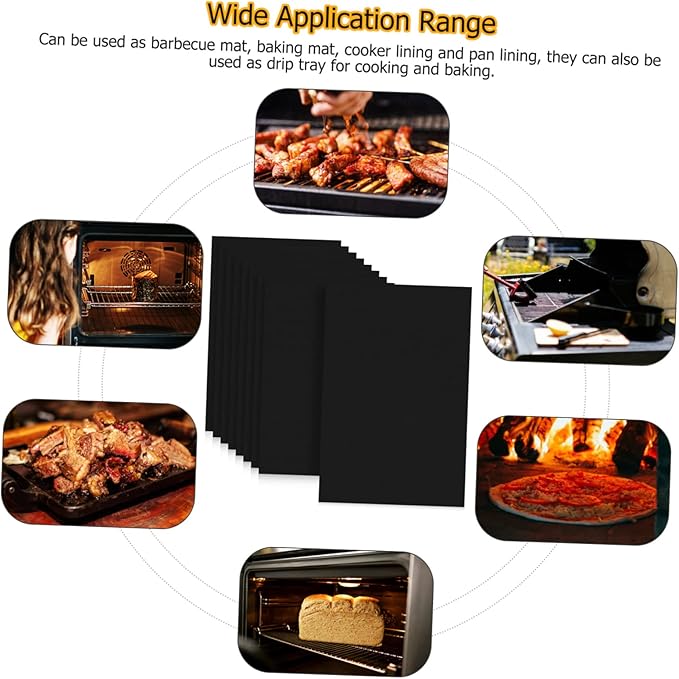 KICHOUSE Oven Liners 9 Pcs Non Stick Baking Mats Grill Mats Safe for Oven Bottoms
