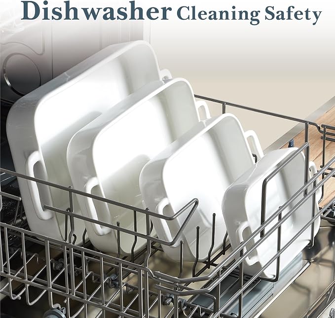ONEMORE Casserole Dishes for Oven,9.5"x15.4" Baking Dishes Set of 4,Ceramic Bakeware Sets with Handles for Cooking, Baking,Serving, Wedding and Gifting, Baking Pan White , Microwave & Dishwasher Safe(7.5"/11.2"/13.4"/15.4")