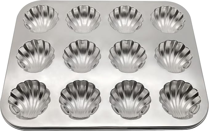 Fox Run Stainless Steel Scallop Shell Madeleine Pan, 12 French Cookie Mold Baking Pan