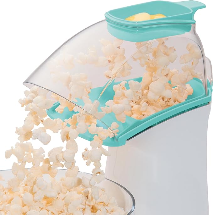 Presto 04869 Poplite Hot Air Popcorn Popper - Built-In Measuring Cup + Melts Butter, Easy to Clean, Built-In Cord Wrap, 18 Cups, Aqua/White (Pack of 2)