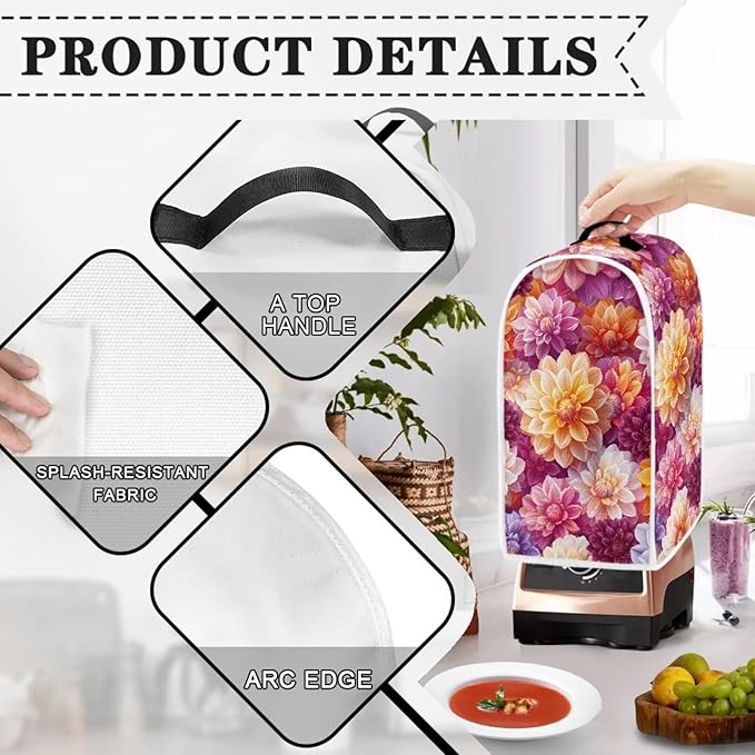 Bright Floral Blender Dust Cover Toaster Cover Boho Mandala Floral 2 Slice Washable Kitchen Small Appliance Cover