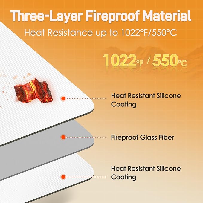 Heat Resistant Mat for Air Fryer, 15 x 18in Heat Resistant Mat for Countertop, Fireproof Silicone Countertop Protector Appliance Slider for Air Fryer, Coffee Maker, Toaster, Oven (White)