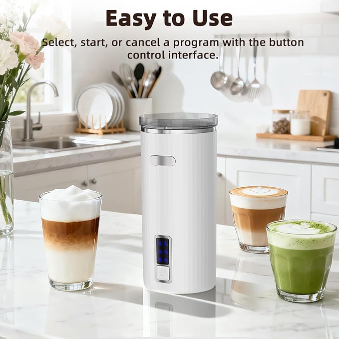 Electactic Milk Frother, 6-in-1 Electric Milk Steamer, 8.5oz/250ml Automatic Warm and Cold Foam Maker and Milk Warmer for Latte, Cappuccinos, Macchiato, From the Makers of Instant 400W, White