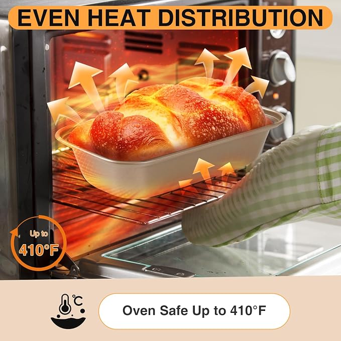 12PCS Mini Loaf Pans for Baking Bread, 6 x 3 x 2 in Nonstick Small Bread Pans, Carbon Steel Rectangle Mini Baking Tins for Banana, Zucchini, Pumpkin Breads, Meatloaf, Brownies, Gold