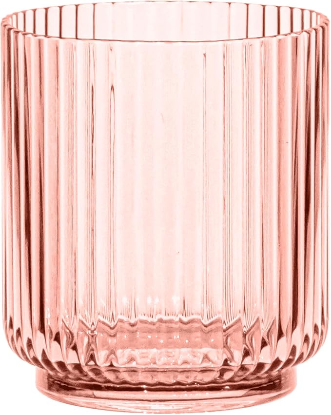 Mesa 15 oz Durable Acrylic Double Old Fashioned Glasses, Shatter-Resistant and Dishwasher-Safe Drinkware for Outdoor/Indoor Use, Ideal for Scotch, Bourbon, Cocktails - Pink - Set of 6