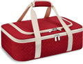 Insulated Casserole Carrier - Portable Casserole Carrier for Hot or Cold Food, Lasagna Holder for Parties,Picnic,Cookouts,Traveling - Fits 9" x 13" Baking Dish (Red)