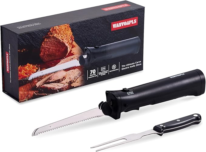 Cordless Electric Knife – Rechargeable Electric Knives with Safety Lock, Ergonomic Handle, Versatile Bread Slicer, Bread Knife for Effortless Carving of Meats, Cheese – Perfect for Kitchen Use