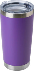 DOMICARE 20oz Stainless Steel Tumbler Bulk with Lid, Double Wall Vacuum Insulated Travel Mug, Powder Coated Coffee Cup, Powder Purple, 1 Pack