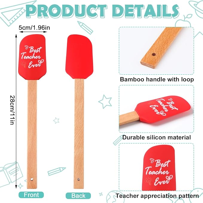 Yaomiao 24 Pcs Teacher Appreciation Pot Holders with Silicone Spatula Set Silicone Spatula Set with Wooden Handles Pot Holders Thank You Teacher Kitchen Utensils Baking Gifts for Teacher's Day