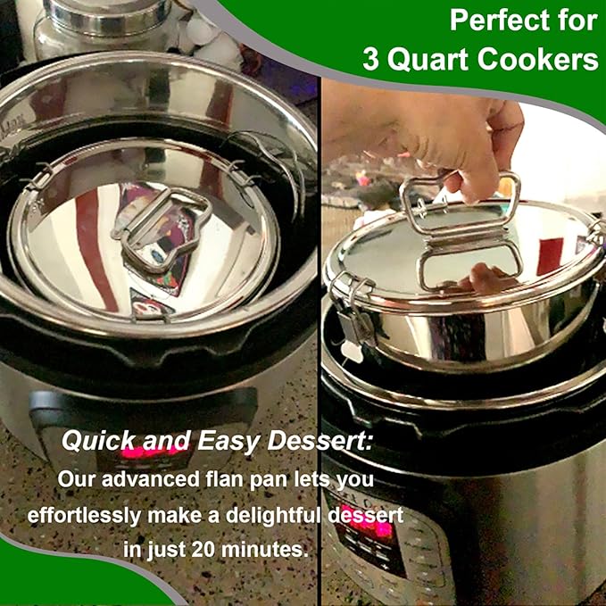 Stainless Steel Flanera (Laser Design), 6 x 6 x 3.5 Inches Flan Pan, Capacity 38 fl. oz, Compatible with Instant Pot 3qt, Molde Para Flan