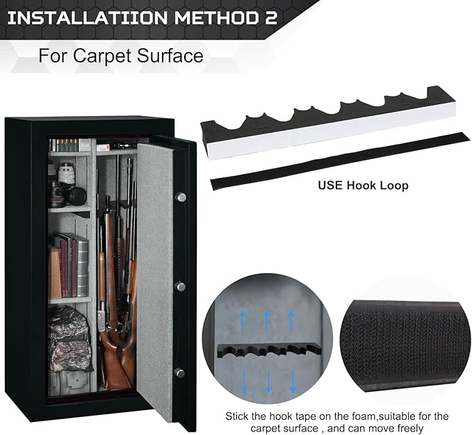 OCQOTAT Gun Rack for Gun Storage, Gun Safe Accessory for Rifles and Shotguns, Gun Holder in Gun Cabinet, Shotgun Rifle Rest, Foam Material with Magnetic Strip and Hook Strip , Gifts for Hunters