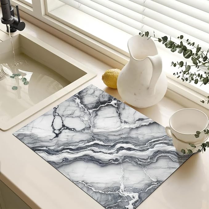 HOMETITUTE Marble Stove Top Cover for Electric 28x20 Inch Diatomite Kitchen Stovetop Cover Protector for Glass Electric Cooktop Countertop Heat Scratch Resistant Pad Modern Decor