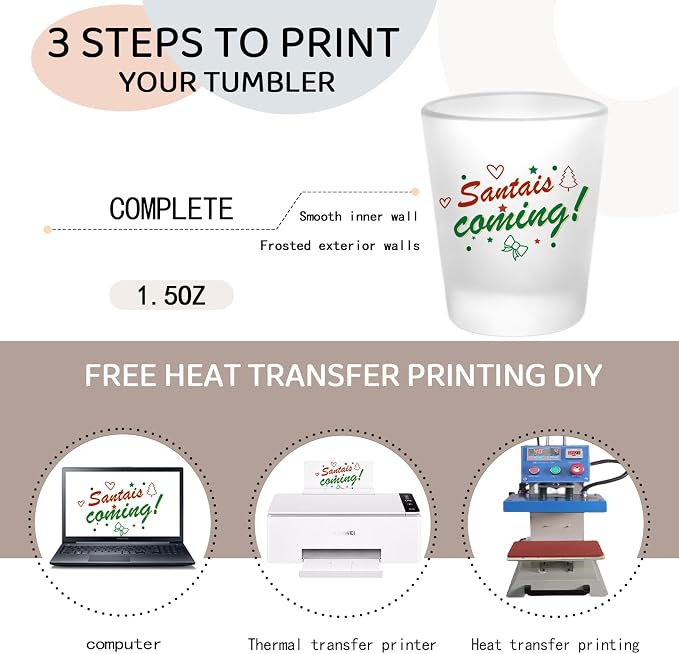 YOUKE OLA 72 Pack Sublimation Shot Glasses Cups with Heavy Base Sublimation Blanks Cute Shot Glass Tumbler Bulk for Heat Press, Personalized Gift, Wedding, Party, 1.5oz Frosted