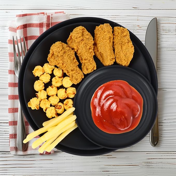 Wrova Wheat straw dinnerware sets of 40-10 inches plates,9 inches plates,6inches snack plate,26oz bowls,12oz cups - Unbreakable plates and bowls sets microwave safe and dishwasher safe. Black