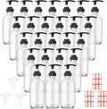 Tanlade 24 Pcs 8 oz Glass Pump Bottle Empty Bottle Glass Soap Dispenser with Pump Refillable Containers and Labels Funnels for Essential Oils Cleaning Products Lotions Conditioner(Clear)