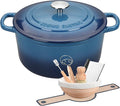 EDGING CASTING Enameled Cast Iron Dutch Oven with Sourdough Bread Baking Kit, Bread Dutch Oven with Lid, Includes Proofing Basket & Baking Tools, 5qt, Lake Blue