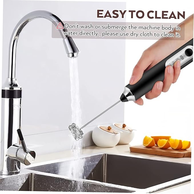 VALICLUD Portable Stainless Steel Electric Milk Frother Handheld Drink Mixer with Whisk Heads for Coffee Foam and Egg Whipping Speed USB Rechargeable Low Noise Foam Maker for Home and