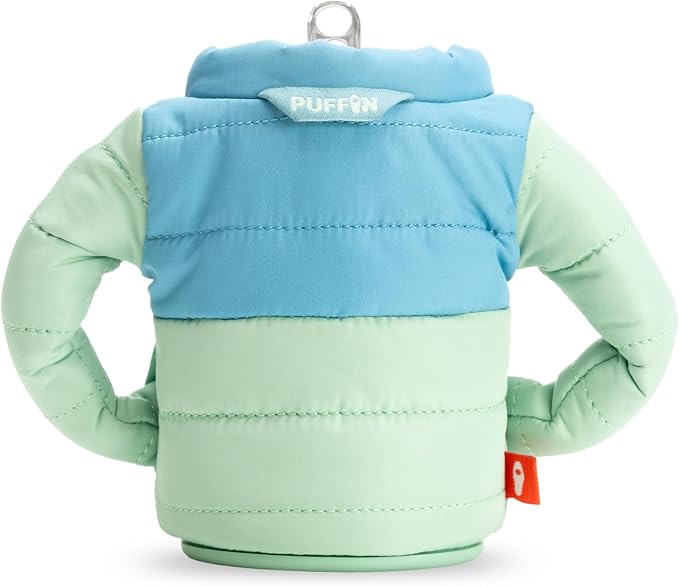 Puffin - The Puffy Jacket - Insulated 12 oz Can Cooler I Beer Bottle & Soda Can Insulator, Keep Drinks and Beverages Cold - Seafoam & Crater Blue