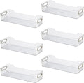 Oggi Cabinet/Drawer Storage Bin - 14" x 5" (Set of 6), Clear/Gray, Ideal for Kitchen Organization, Pantry Storage, Fridge Organizing