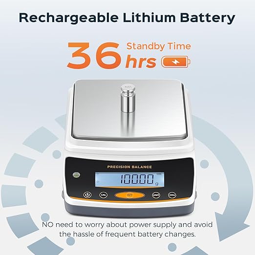 Bonvoisin Lab Scale - 5000g x 0.01g, Rechargeable Digital Scale with RS232 Interface, 0.01g Accuracy