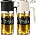 PLAPITATE 2Pcs 17oz Premium Olive Oil Sprayer for Cooking, 2 in 1 Glass Olive Oil Dispenser Bottle for Kitchen Gadgets, Spray Bottle with Portion Control for Salad, Frying, BBQ (Black & White)