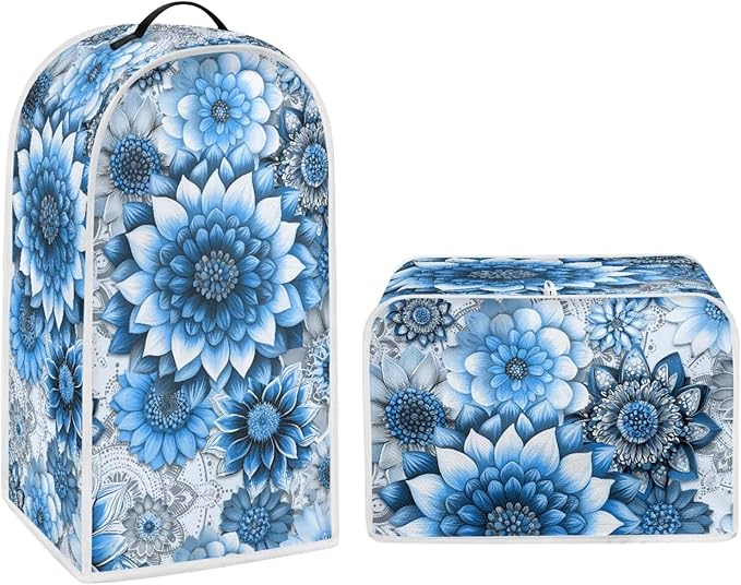 Boho Mandala Floral Coffee Maker Appliance Covers Washable Dust Cover Toaster and Blender Cover Set Anti Fingerprint Protection