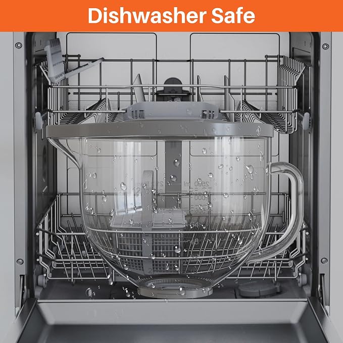 Glass Bowl Compatible with KitchenAid 4.5 & 5-Quart Tilt-Head Stand Mixers – Includes Lid, Measurement Markings & Spout Cover – Dishwasher, Microwave & Freezer Safe