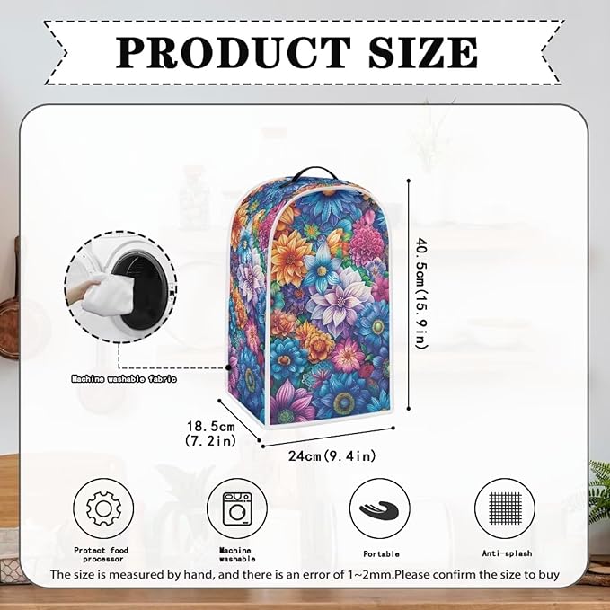 Bright Blossoms Kitchen Blender Cover Toaster Cover Boho Mandala Floral 4 Slice Washable Kitchen Accessories Small Appliance Protector Covers
