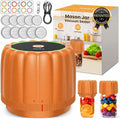 2026 Upgraded Electric Mason Jar Vacuum Sealer Kit with Wide and Regular Mouth Mason Lids -80kpa Automatic Vacuum Pump 2500mAh Battery One Touch Canning Sealing Machine for Food Storage Orange
