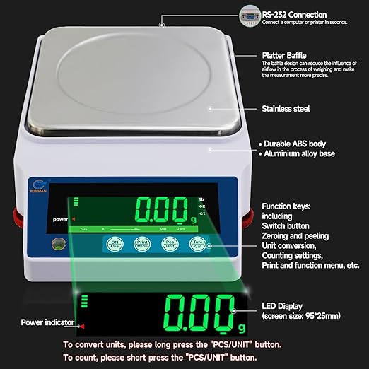 Large Range Lab Scale - 6kg Precision Electronic Digital Analytical Balance Scale