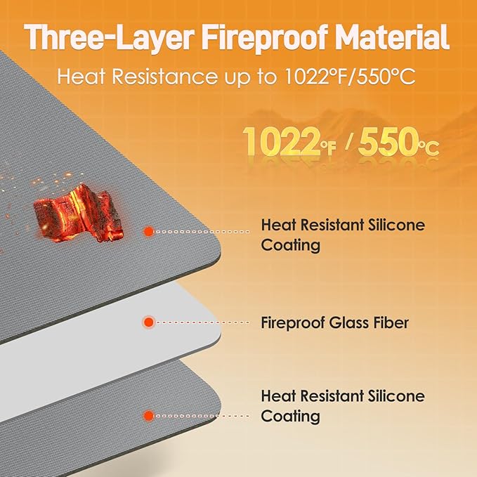 Heat Resistant Mat for Air Fryer, 15 x 18in Heat Resistant Mat for Countertop, Fireproof Silicone Countertop Protector Appliance Slider Hot pod for Air Fryer, Coffee Maker, Toaster, Oven (Deep Grey)