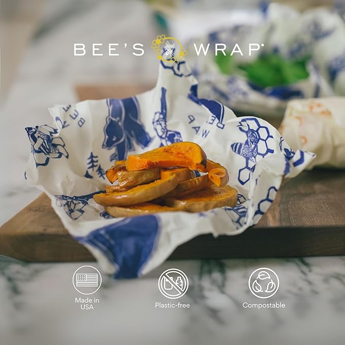 Bee's Wrap Beeswax Wraps for Bread - Beeswax Bread Wrap for Sourdough & Bread Storage - Plastic Free Made in USA Reusable Natural Food Wrap - Bees & Bears