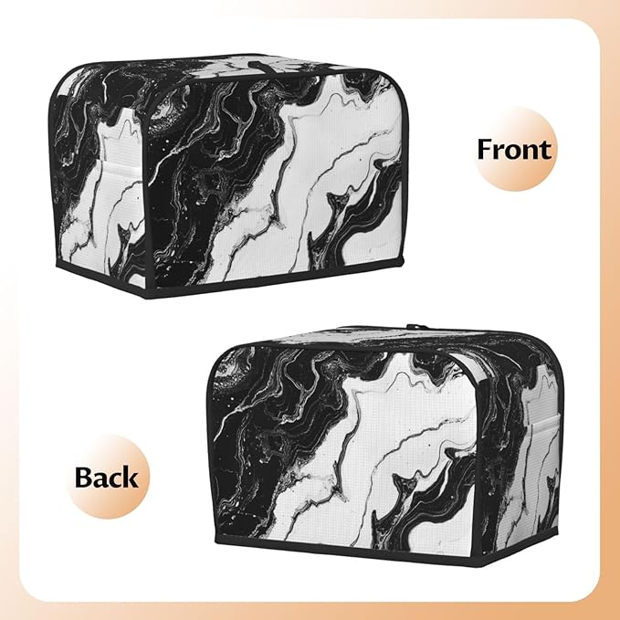 Toaster Cover 2 Slice Marble Black White Liquid Abstract Kitchen Small Appliance Covers with Pockets Dust and Fingerprint Protection