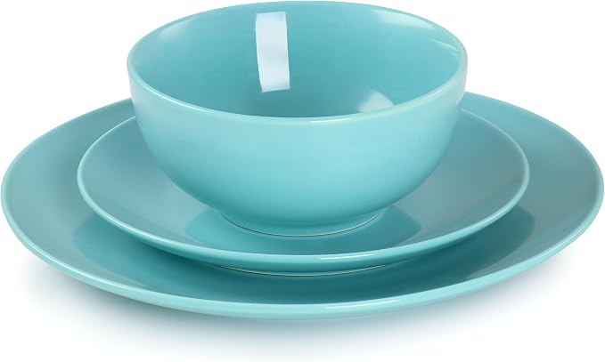 Elama Luna 18 Piece Round Porcelain Dinnerware Set (Blue)