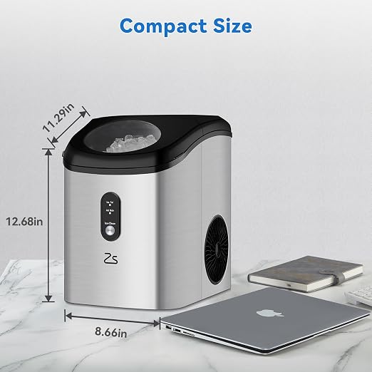 Litake Nugget Ice Maker, Rapid Ice Making in 6-8min, 33lbs/24H, 1.1lb ice Basket Capacity,45db Noise Level, Auto-Cleaning,Food-Grade Internal Plastic,Water Shortage and Water Full Reminder