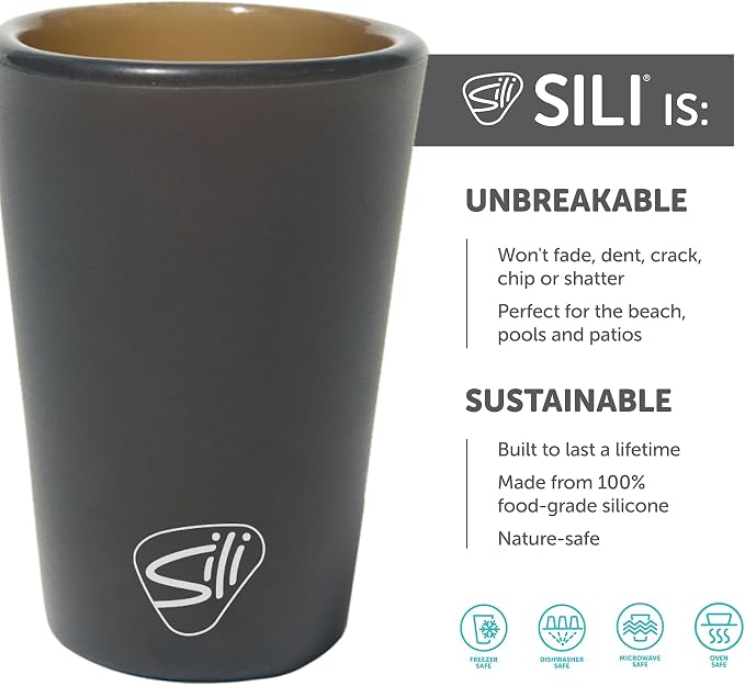 Silipint 1.5oz Silicone Shot Glasses – Pack of 2 Unbreakable, BPA-Free, Non-Toxic, Dishwasher & Freezer Safe Cups – Colored Shot Glasses for Cold Beverages, Cocktails, Travel, Party (Smoke)
