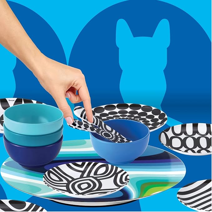 French Bull 12-Piece Dinnerware Set Black & White