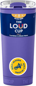 The LoudCup Blow Horn Tumbler, Cheer & Sip 2-in-1 Reusable Water Bottle with Built-In Horn for Sports Games, Tailgates, Parties & Events, BPA-Free, 16 oz, Royal Purple