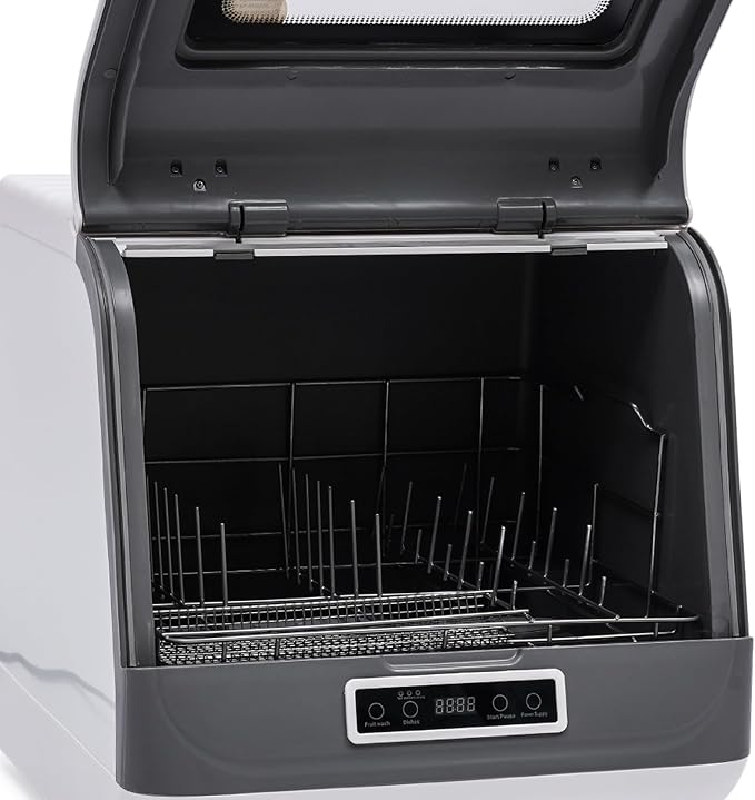 Portable Countertop Dishwasher 1200W 110V Compact Dishwasher,3 Washing Programs,360° Rotating Spray,75°C Hot Air Drying,Automatic Mini Dish Washing Machine for House,Dorm,Apartment,RV
