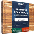 Teakhaus Carving Board with Juice Groove - Medium (M) Teak Wood Cutting Board 18”L x 14”W x 1” Thick - Lightweight, Sustainably Harvested & FSC Certified - Knife Friendly with Beeswax Oil Finish