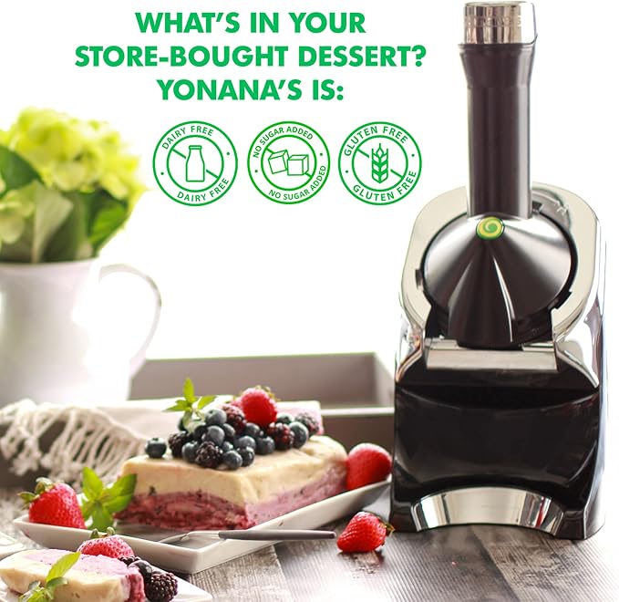 Yonanas 988TL Deluxe Vegan Non-Dairy Frozen Fruit Soft Serve Dessert Maker, BPA Free, Includes 75 Recipes, 200 Watts, Teal