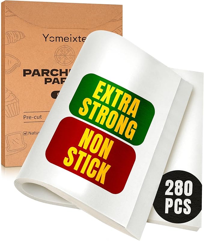 Parchment Paper Sheets, 280 Precut Unbleached Baking Paper Sheets for Oven, Air Fryer, Grilling, Steaming – Non-Stick, Greaseproof Quarter Sheet Liners for Cookies【Food-Safe White, 9" x 13"】