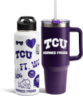 The Memory Company Officially Licensed NCAA 2-Pack Stainless Steel Tumbler Set, 34oz Team Spirit Water Bottle & 40oz Game Day Tumbler with Lid and Straw, BPA-Free Materials, Convenient Straw Design