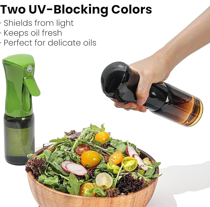 Premium Oil Sprayer & Oil Dispenser Set – Elegant Glass Olive Oil Spray Bottle with Drip-Free Pour Spout, Refillable Kitchen Oil Control Set forHealthy Cooking, Air Fryer, Salad, Grilling (Green set)