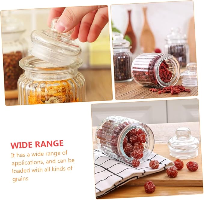 4pcs Glass Storage Bottles Food Prep Containers Canning Jars Airtight Storage Jars Pantry Boxes Lids