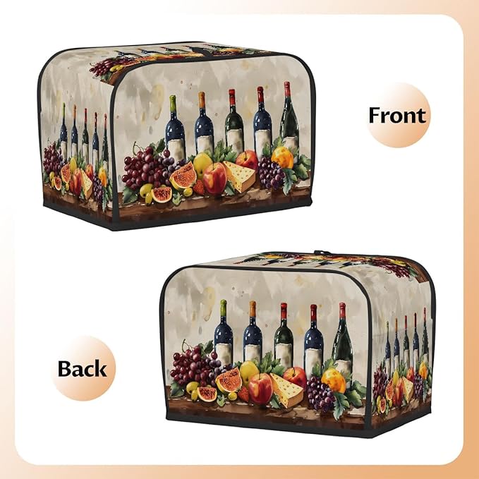 Fruit Grape Wine Cheese Toaster Cover 2 Slice Dust and Fingerprint Protection Toaster Bread Maker Covers Washable Kitchen Small Appliance Covers for Kitchen Accessories Decor Bakeware Women Gift