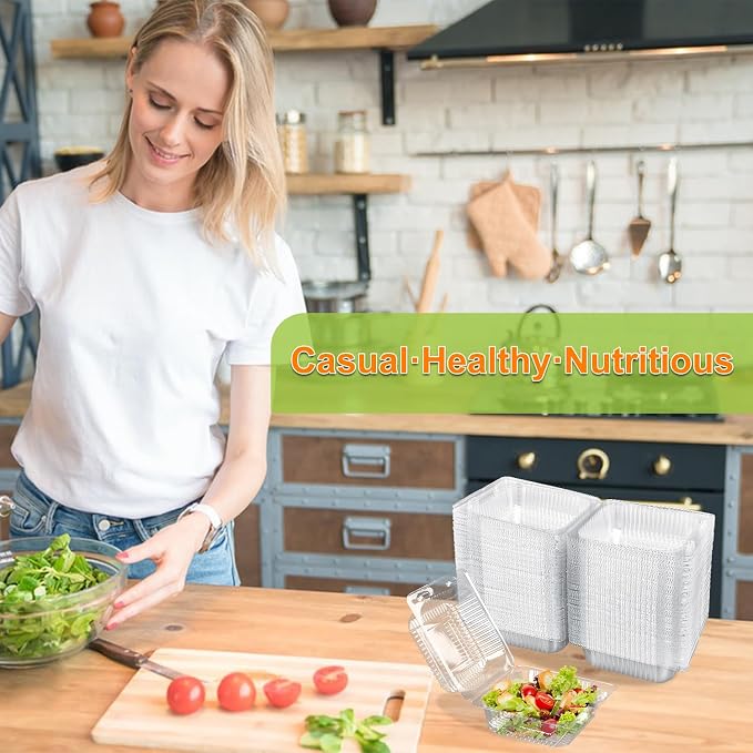 300 Pack Clam Shell Food Containers - Cake Slice Clear Take Out Food Containers - Ideal for Cake Slices, Desserts, and More Practical, Clear Plastic Containers with Lids﻿