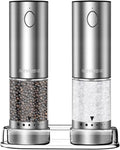 Newise Electric Salt and Pepper Grinder Set - Rechargeable Stainless Steel Salt and Pepper Shakers with LED Lights, Adjustable Coarseness, Large Capacity, Gifts for Women