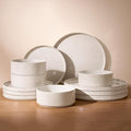 Famiware Nebula Plates and Bowls Sets, 12 Pieces Dinnerware Sets, Dishes Set for 4, Creamy White with Colorful Speckles